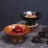 Nuevo Plato de Postre Cerámico con Pie Alto para Uso Doméstico, Plato para Frutas y Bocadillos de Mesa de Té, Plato para Frutas Secas, Plato de Fruta Cerámico Creativo Retro