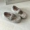 Zapatos Mary Jane de Felpa con Estampado de Leopardo Retro para Mujer, Colección Otoño/Invierno 2026, Antideslizantes, Cálidos, Cierre de Velcro, Zapatos de Algodón sin Cordones