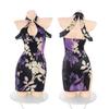 Noite Dourada Lingerie Sexy Traje Clássico Cheongsam Uniforme Sexy Paixão Pijama Tentação Roxo Provocante qqny Desejo Puro