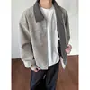 Jaqueta curta cleanfit simples estilosa masculina primavera outono estilo americano lapela couro PU jaqueta de trabalho Detroit moderna