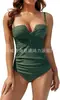 Aliexpress Amazon Popular Europeo y Americano Multicolor Talla Grande Una Pieza Cruzado Bolso Duro Plegado Push-Up Adelgazante Traje de Baño para Mujer