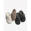Sapatos Birkenstock de Feltro de Lã Retrô para Outono e Inverno para Mulheres 2026 Novo Estilo Sapatos Meio Aberto Fechados Sapatos Individuais com Adição de Lã Neve Sapatos Casuais