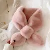 Cachecol de pelúcia feminino inverno estilo coreano all-match proteção cervical pescoço felpudo estilo japonês cachecol pequeno quente macio gola outono e inverno menina