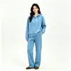Conjunto de Sudadera con Cremallera Estilo Europeo y Americano para Mujer de Comercio Exterior Amazon, Conjunto de Sudadera con Cremallera de Felpa Estilo Coreano + Pantalones de Pierna Ancha