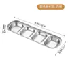 Prato de Temperos para Hot Pot Japonês e Coreano de Aço Inoxidável 304, Prato para Molho de Churrasco, Prato Dourado Estilo Coreano, Prato Pequeno com Dois ou Três Compartimentos