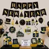 Sombreros Transfronterizos Negros y Dorados, Decoraciones para Fiestas Temáticas de Año Nuevo, Banderines, Globos, Juegos de Panal Espiral y Accesorios para Arreglos