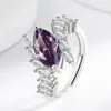 Anel Feminino Oval de Diamante, Ametista e Tanzanita Mais Vendido na Amazon Cross-Border Joia Versátil Personalizada Anel de Diamante