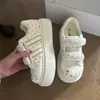 Zapatillas blancas de velcro estilo coreano para niñas, modelo primavera/otoño 2026, zapatillas transpirables de suela gruesa, súper estilosas para niños mayores