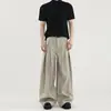 Pantalones anchos de pliegues tridimensionales, diseño holgado, pantalones rectos casuales de primavera y otoño, sin arrugas, para hombres y mujeres