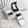 Funda Adecuada para Teléfono Samsung Zflip4, Anillo Soporte Elegante Electrochapado, Funda Compacta Portátil de Cobertura Total Anti-Caídas Pequeña Plegable