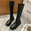 Botas hasta la rodilla para mujer 2025 Nuevo Otoño e Invierno Estudiante Botas por encima de la rodilla Botas planas altas Botas de montar a la moda