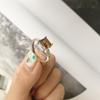 Versão coreana de S925 prata de lei moda moda cor Zircônia quadrada personalidade temperamento anel aberto anel de dedo crianças