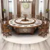 Nova Mesa de Jantar Elétrica para Hotel Estilo Chinês com Tampo de Madeira Maciça para 2,8m Pessoas com Prato Giratório