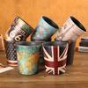 Papelera de Escritorio Simple Creativa para el Hogar Barril Mini de Almacenamiento Estilo Británico con Tapa Canasta de Almacenamiento para Artículos Varios de Coche