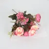 6 cabezas ciruela té Mango de capullo manojo de flores artificiales hogar jardín municipal maceta oficina de ventas decoración arreglo floral flor artificial al por mayor