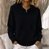 Sudadera con cremallera y punto gofre nuevo europeo y americano Cárdigan para mujer Otoño Invierno Estilo perezoso holgado Abrigo suéter de color liso