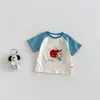 Camiseta de Moda Infantil de Dibujos Animados 2026 Nuevo Estilo de Verano Top de Manga Raglán con Bloques de Color para Niños Ropa Fina de Verano de Moda Infantil
