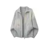 Tendência Popular Outono Retrô Americano Tricô Masculino Estilo Casual Simples Versátil Cardigã com Zíper Manga Longa Roupa Exterior