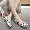 Zapatos Casuales de Tacón Bajo de Una Sola Capa para Mujer 2024 Nuevos de Otoño con Tacón Bajo, Punta Redonda, Estampado de Cabeza de Gato, Escote Bajo, Calzado de Ponerse Fácil de Una Sola Capa para Mujer