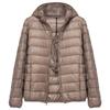 Nuevo Producto Transfronterizo Invierno Casual para Mujer Color Sólido Ligero Chaqueta de Plumón Plumón de Pato Blanco con Capucha Talla Grande Chaqueta Corta a la Moda