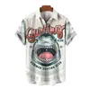 Comércio exterior 2024 estampa legal fofa de tubarão com impressão 3D camisa masculina casual de rua masculina