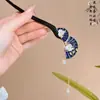 Horquilla con borla de estilo antiguo para mujer, horquilla de alta gama de estilo chino, horquilla de ébano negro, accesorio para el cabello moderno y sencillo