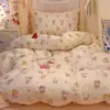 Juego de ropa de cama de algodón 100% para dormitorio universitario de tres piezas para literas, funda de edredón de algodón estilo ins, juego de seis piezas para cama individual