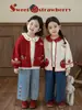 Wuli Bu Yi [Personalización] Jeans Bordados de Fresa para Niñas Lindos Suaves Amigables con la Piel Pantalones Cortos Sueltos