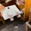 Brincos Geométricos Quadrados em Formato de C com Zircônia e Pérola Artificial Estilo Luxo Acessível Agulha de Prata Brincos Elegantes de Nicho de Alto Padrão para Mulheres