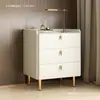 Mesa de cabeceira italiana em madeira maciça, móvel simples moderno de luxo leve para casa, completa com painel de rocha, mini armário de armazenamento para quarto