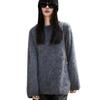 Tejido de Punto con Hilo de Puntos de Lujo y Elegancia, Estilo Perezoso, Cuello Redondo Holgado que Cubre la Figura, Tejido de Lana Cepillada a la Moda y que Rejuvenece para Mujer