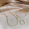 Pulsera Anillo Brazalete Minimalista de Acero Inoxidable con Perlas de Cristal, Cadena para Clavícula de Lujo Ligero de Nicho, Joyería Versátil Estilo Bosque para Mujeres
