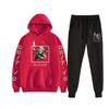 Traje deportivo informal con capucha y estampado de una pieza para hombre, ropa deportiva de dos piezas