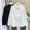 Otoño Nuevo Estilo 100kg Gordo mm Talla Grande Femenina Casual Cintura Camisa de Manga Larga Versátil Camisa Holgada 5179
