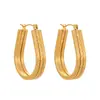 Brincos Femininos de Aço Inoxidável Banhados a Ouro 18K, Geométricos, Vazados, Torcidos, Camadas, High-End, Transfronteiriços