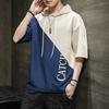 Camiseta de Manga Corta para Hombre Verano Nueva Estilo Coreano Holgada Casual Sudadera con Capucha Costura de Moda Camiseta Básica de Media Manga AliExpress
