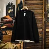 Sudadera Larga Estilo Americano Falsa de Dos Piezas para Hombre, Otoño 2025 Nueva Marca Retro Moderna Casual Holgada Versátil Top con Cuello en V