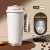 Termo de Acero Inoxidable 304 con Logo Personalizado, Taza de Café Aislada, Taza Portátil con Popote para Doble Bebida, Taza de Regalo Empresarial