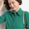 Camisa de Outono e Inverno com Gola Polo Roupas Externas Femininas Suéter Solto de Manga Longa Cardigã Tricotado com Lapela Jaqueta de Fio Central