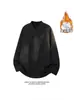 Sudadera Retro Americana de Felpa Chenilla Forrada para Hombre Otoño e Invierno Corte Limpio Camisa Base de Sarga Camisa Henley Pequeña Fragante