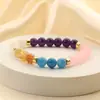 Pulseira de Cristal em Pó de Calcedônia Colorida de Pedra Natural Transfronteiriça para Mulheres