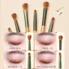 Set de Pinceles de Maquillaje Nube Verde en Stock de Fábrica, Set de 12 Piezas con Mangos de Madera, Cerdas Suaves Sintéticas, Set Completo, Venta al por Mayor de Pinceles de Maquillaje Cangzhou