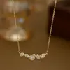 Collar de Cadena para Clavícula con Baño de Oro Real y Circonitas Microincrustadas Forma de Gota de Agua Gota de Rocío para Mujer Diseño Simple Estilo Japonés y Coreano Collar Versátil