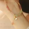 Pulsera de Jade Hetian Estilo Chino Nuevo Flor Sombra Mariposa para Mujer Diseño Nicho Ins Cristal Fresa Flor de Durazno Regalos de Alta Gama