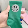 Meias de Algodão Coreanas para Primavera, Outono e Inverno com Strass, Rosto Sorridente de Strass Resistente, Meias Largas Pretas e Brancas, Meias Longas até o Meio da Panturrilha para Mulheres, Tendência