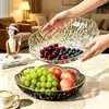 Fabricante Personaliza Fruteros con Patrón de Glaciar con Diseños Florales Bordados en Oro, Platos Decorativos Transparentes, Se Pueden Imprimir Logos, Soporta Personalización de Lotes Pequeños