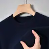 9 Colores DisponiblesSuéter de Color Sólido de Cuello Medio para Hombre, Tejido de Punto de Cuello Redondo, Capa Base de Moda Casual, Estilo Simple para Jóvenes y de Edad Media