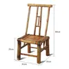 Silla vintage tejida en bambú de las dinastías Ming y Qing con respaldo, cojín no blando, completamente ensamblada, taburete doméstico estilo antiguo, juego de muebles para restaurantes y casas de huéspedes