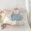 Dianxi 2026 Otoño Nuevo Conjunto de Tres Piezas para Bebé Camisola de Punto con Cuello de Encaje Camisa Base Falda Abullonada Moderno