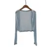 2025 Nova Blusa Branca com Ar Condicionado Cardigan de Tricô com Top de Alça Fina de Seda Gelada Protetor Solar Jaqueta Fina para Mulheres Verão